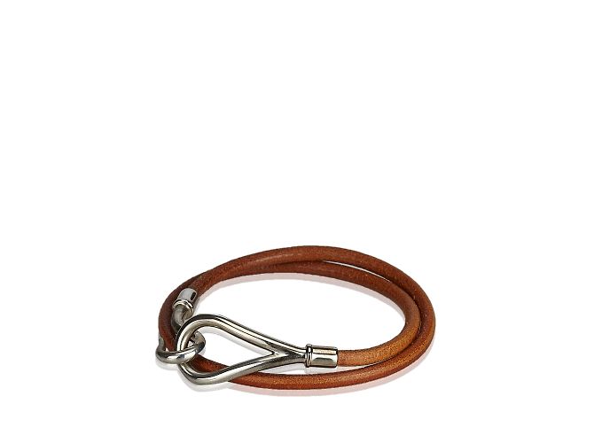 Hermès Bracciale doppio giro con gancio jumbo Marrone Argento - vista 2