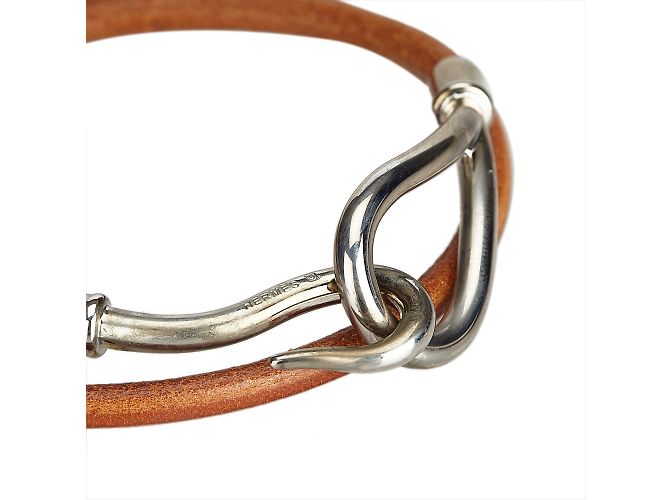 Hermès Bracciale doppio giro con gancio jumbo Marrone Argento - vista 4