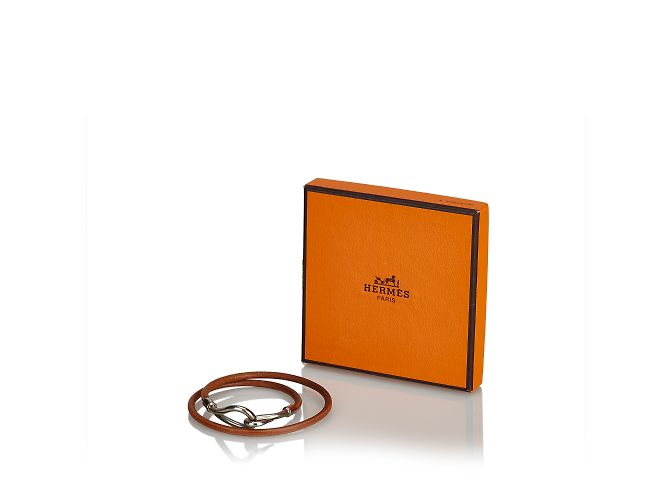 Hermès Bracciale doppio giro con gancio jumbo Marrone Argento - vista 6