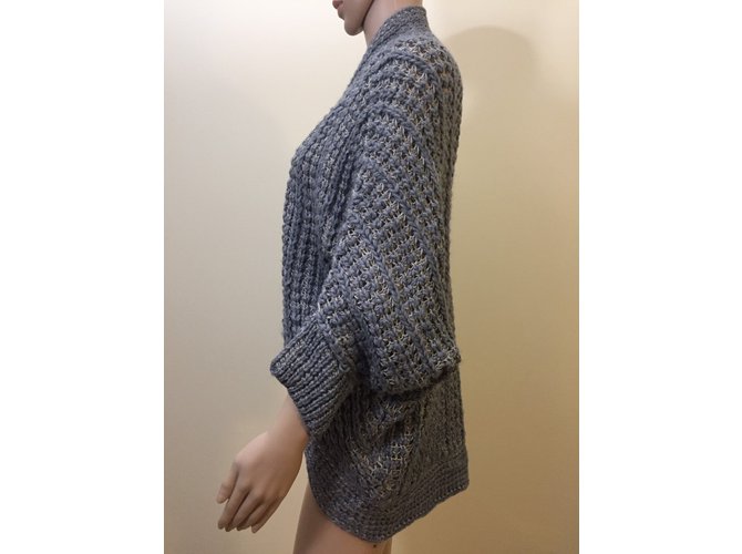 Autre Marque Grauer Strickpullover aus Wolle und Acryl Grösse S - Ansicht 2