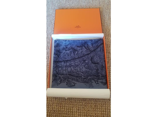 Hermès Bufanda de seda Azul - vista 5