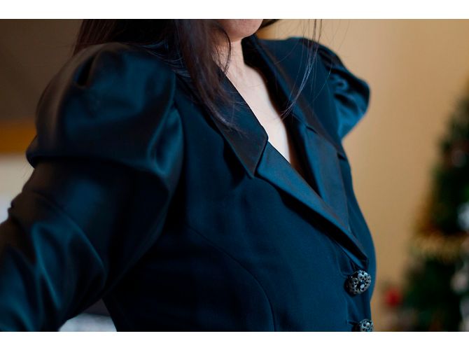 Georges Rech satin winter abendkleid Schwarz - Ansicht 2
