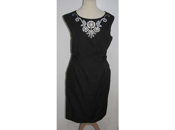 Autre Marque Gesticktes schwarzes Kleid - Ansicht 3