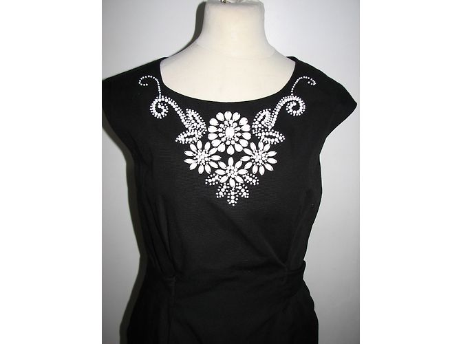 Autre Marque Gesticktes schwarzes Kleid - Ansicht 4