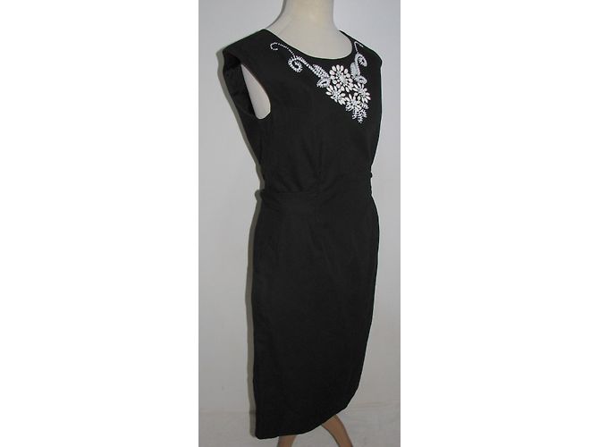 Autre Marque Gesticktes schwarzes Kleid - Ansicht 5