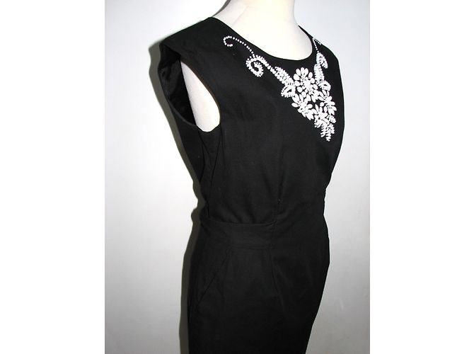 Autre Marque Gesticktes schwarzes Kleid - Ansicht 6