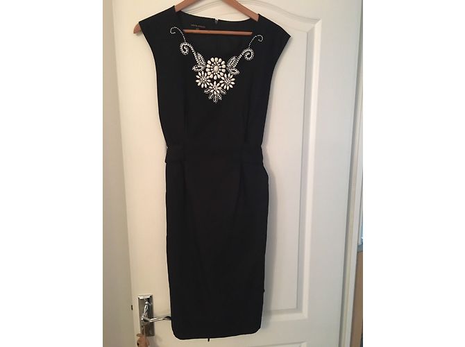 Autre Marque Gesticktes schwarzes Kleid - Ansicht 7