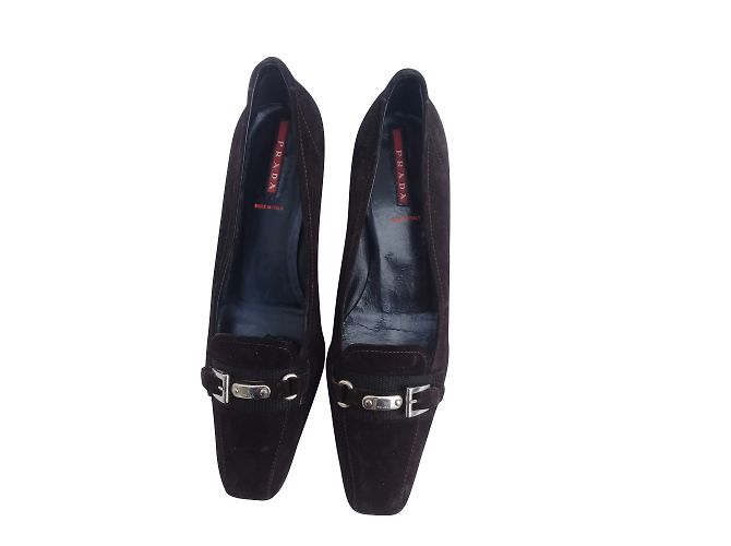 Décolleté Prada in pelle di cervo marrone - vista 2