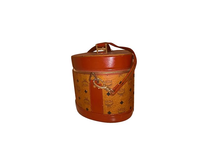 Borsa da viaggio MCM in pelle marrone chiaro - vista 2