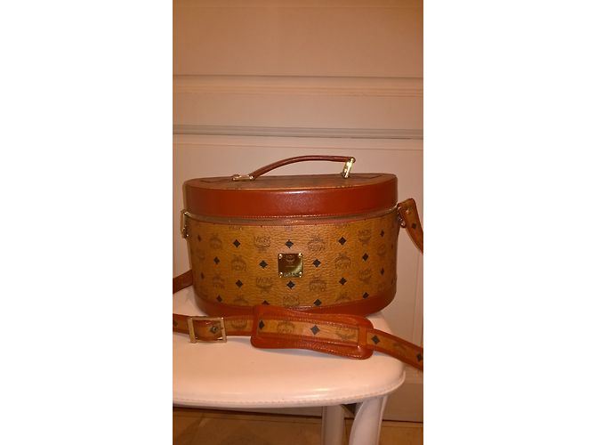 Borsa da viaggio MCM in pelle marrone chiaro - vista 3