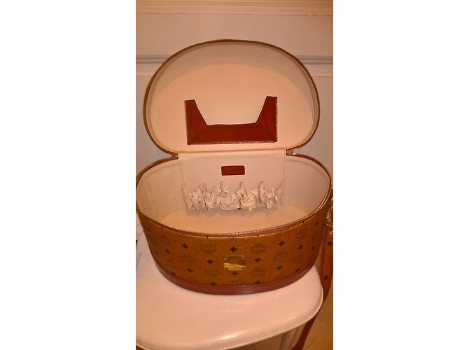 Borsa da viaggio MCM in pelle marrone chiaro - vista 4