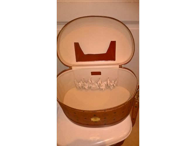Borsa da viaggio MCM in pelle marrone chiaro - vista 5