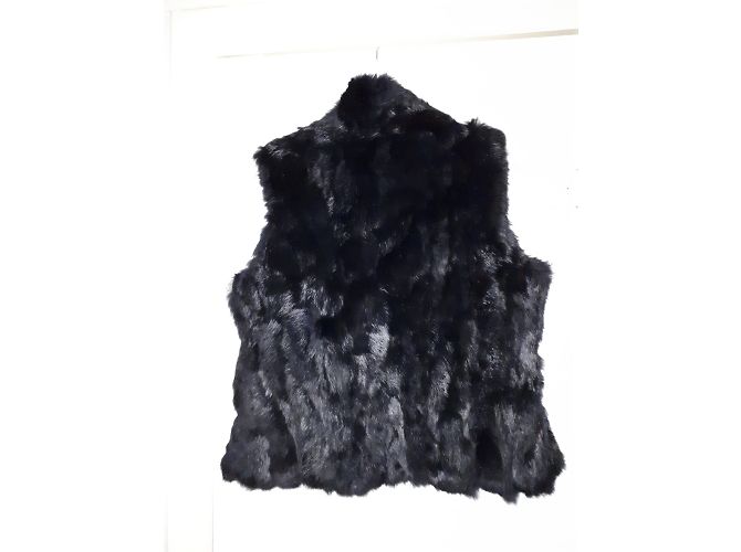 Autre Marque Chaqueta sin mangas de piel de conejo Carla Negra Negro - vista 2