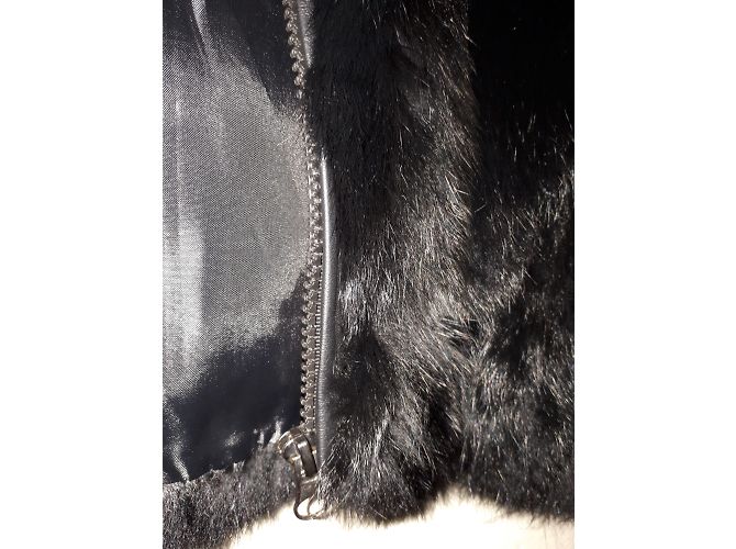 Autre Marque Chaqueta sin mangas de piel de conejo Carla Negra Negro - vista 4