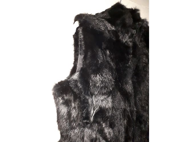 Autre Marque Chaqueta sin mangas de piel de conejo Carla Negra Negro - vista 6