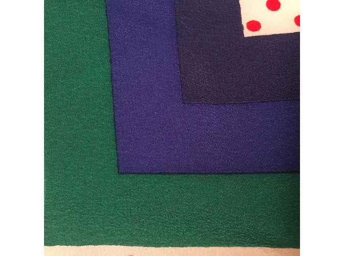 Foulard Nina Ricci in seta a pois 81 cm Bianco Rosso Verde Blu scuro - vista 3