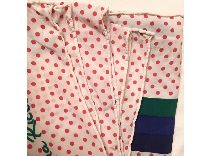 Foulard Nina Ricci in seta a pois 81 cm Bianco Rosso Verde Blu scuro - vista 8