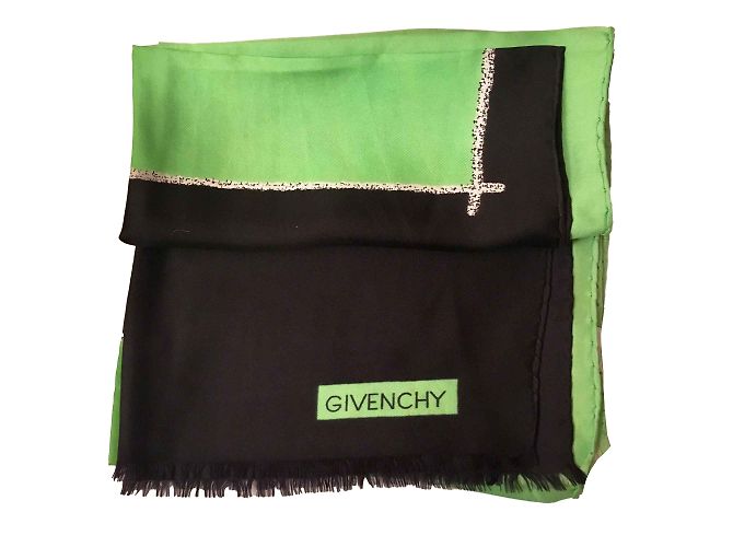 Estola de seda Givenchy negra y verde Negro - vista 2