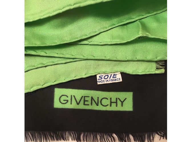 Estola de seda Givenchy negra y verde Negro - vista 4