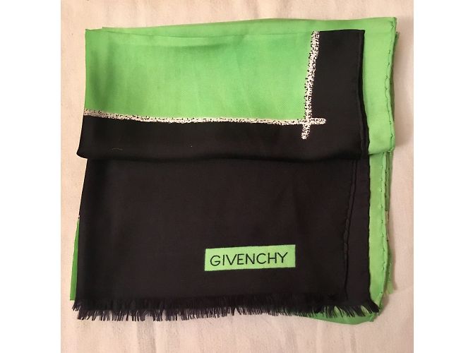 Estola de seda Givenchy negra y verde Negro - vista 6