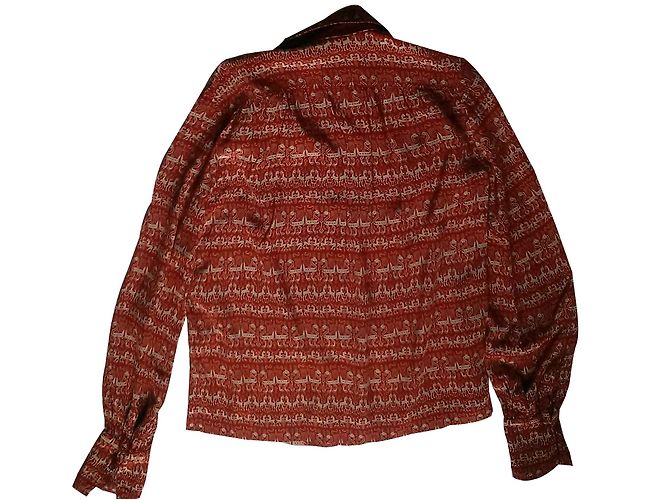 Blusa de seda estampada Hermès Splendid beige naranja - vista 2
