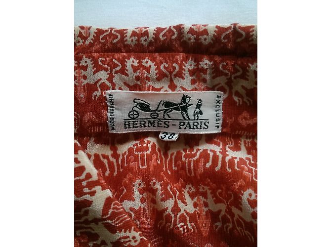 Blusa de seda estampada Hermès Splendid beige naranja - vista 6
