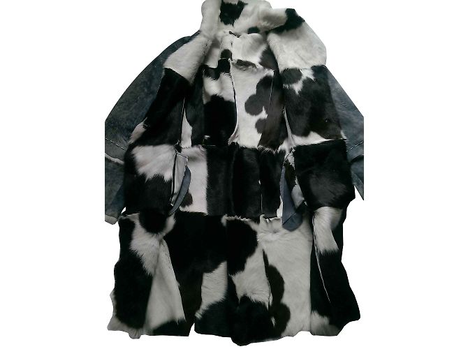 Autre Marque Abrigo Manifique de piel y efecto jeans azul gris - vista 2