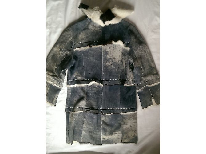 Autre Marque Abrigo Manifique de piel y efecto jeans azul gris - vista 3