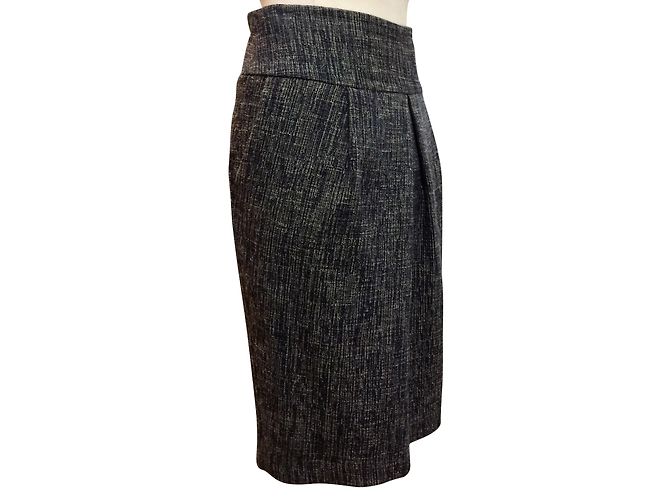 Gonna in tweed blu Hobbs misto lana e viscosa - vista 2