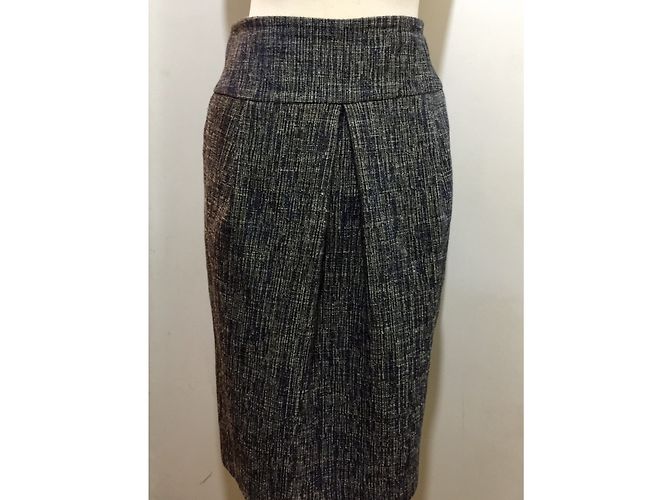 Gonna in tweed blu Hobbs misto lana e viscosa - vista 3