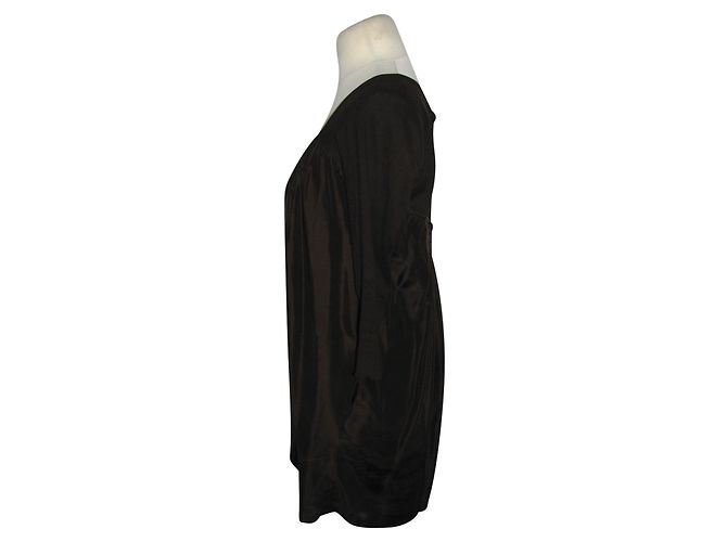 Vestido Dkny de seda e lã chocolate - vista 2