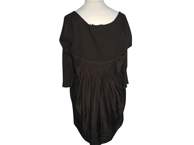 Vestido Dkny de seda e lã chocolate - vista 3