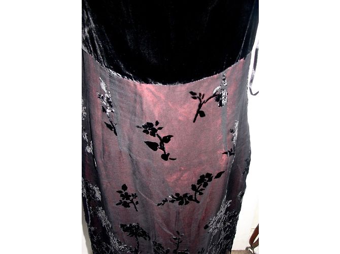Autre Marque Seidensamt kurzes Abendkleid Schwarz Rot - Ansicht 5