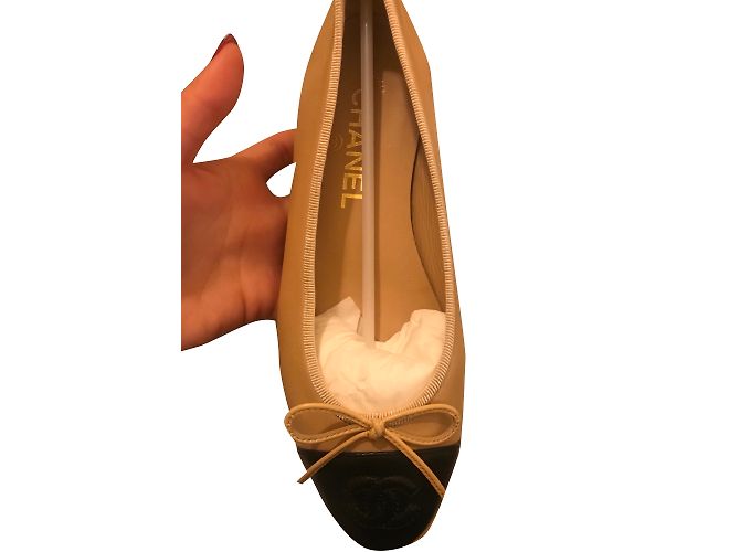 Chanel Ballerina Bicolore Nero Beige - vista 2