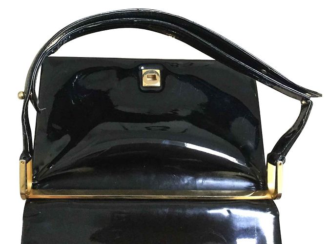 Vintage Sac à main noir en vernis - vue 2