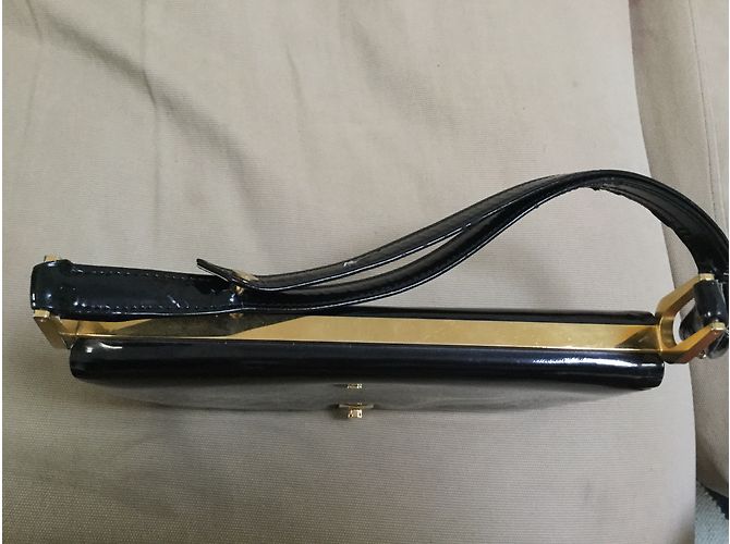 Vintage Sac à main noir en vernis - vue 5