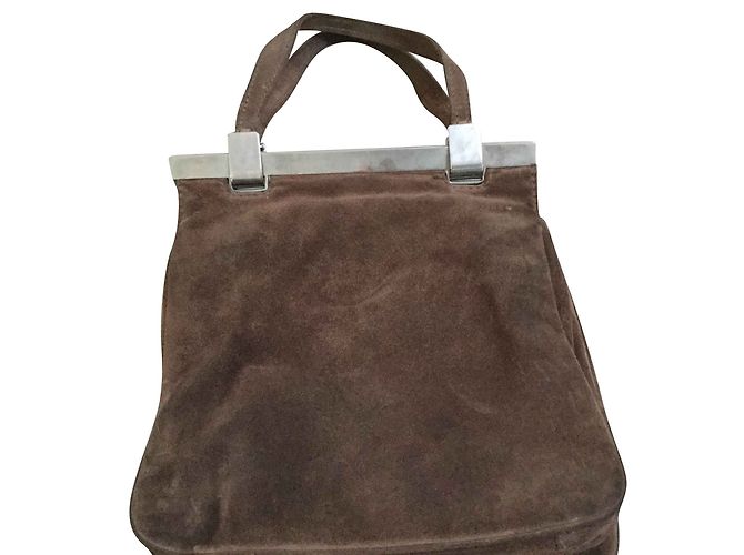 Sac à main Vintage en cuir chocolat - vue 2