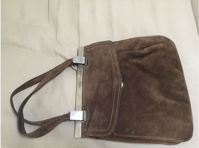 Sac à main Vintage en cuir chocolat - vue 3