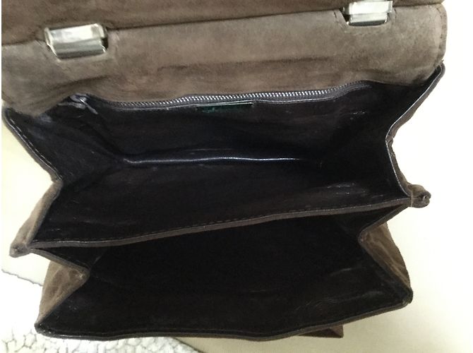 Sac à main Vintage en cuir chocolat - vue 4