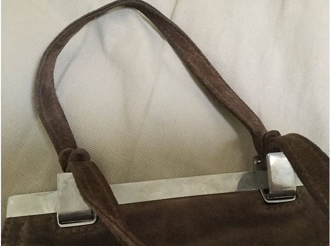Sac à main Vintage en cuir chocolat - vue 6