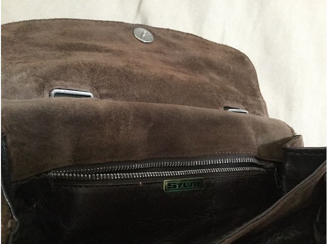 Sac à main Vintage en cuir chocolat - vue 7