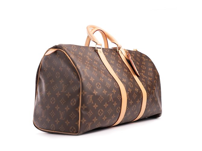 Louis Vuitton Keepall 45 in pelle marrone - vista 2