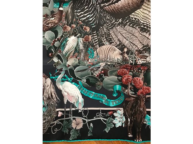 Hermès Sciarpa Hermes 70 cm Vintage Silk Fauna e Flora del Texas Multicolore - vista 2