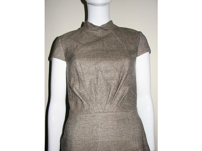 Escada Tweed Kleid Wolle Braun Caramel Karamell - Ansicht 3