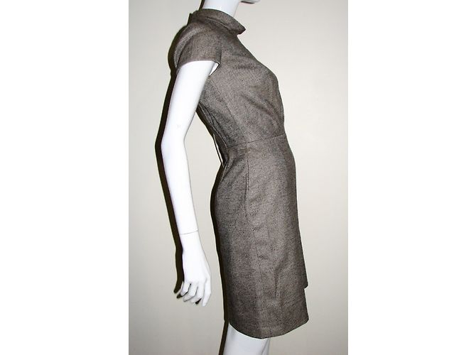 Escada Tweed Kleid Wolle Braun Caramel Karamell - Ansicht 4