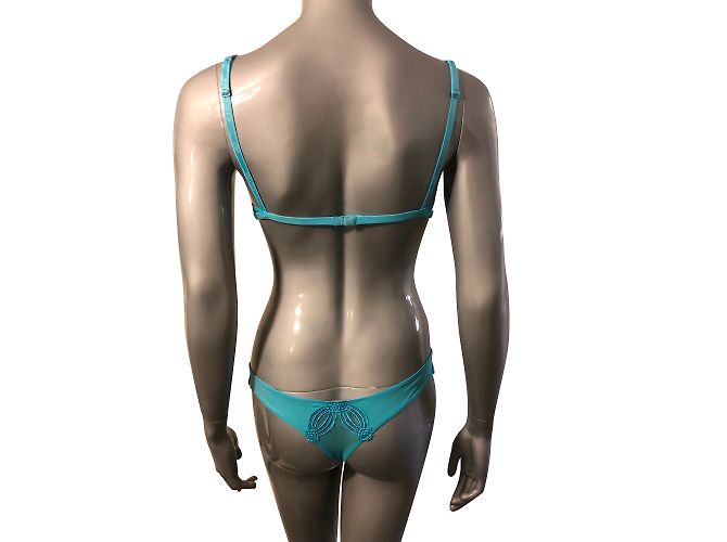 Autre Marque Set Reggiseno e String Cotton Club Turchese Blu chiaro - vista 2