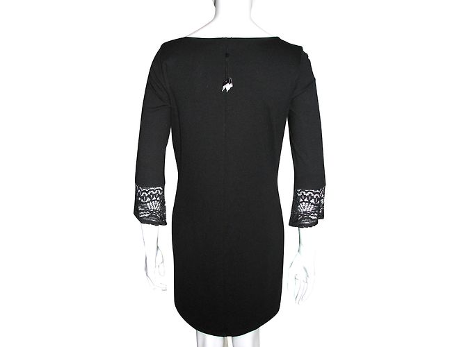Autre Marque Kleid mit Spitzeneinsätzen Schwarz - Ansicht 2