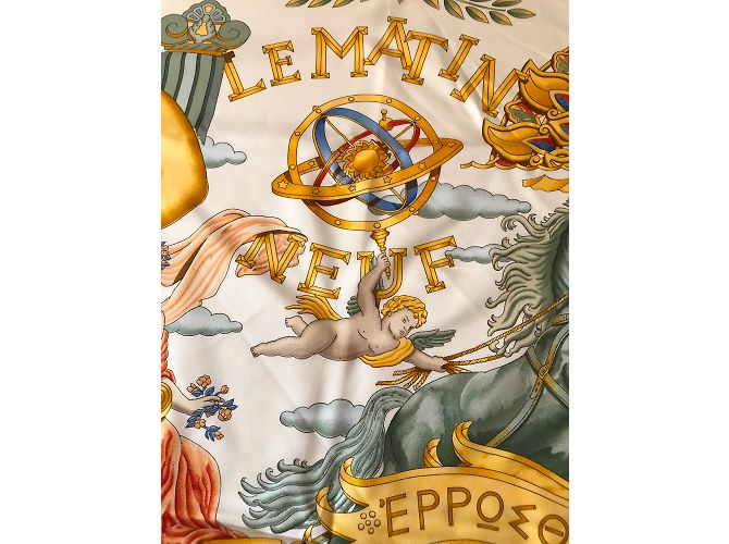 Hermès Le nove del mattino Bianco Blu D'oro - vista 3
