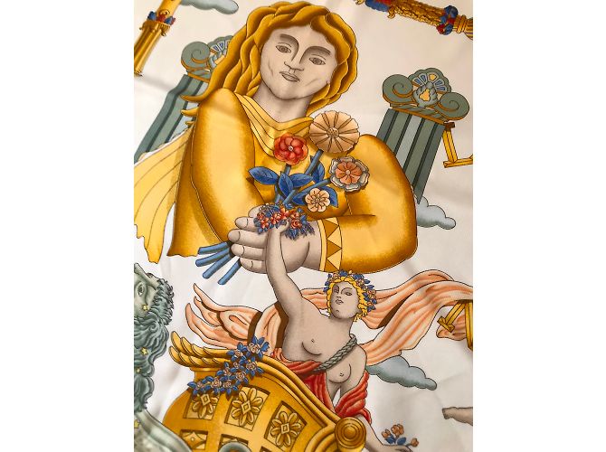 Hermès Le nove del mattino Bianco Blu D'oro - vista 4