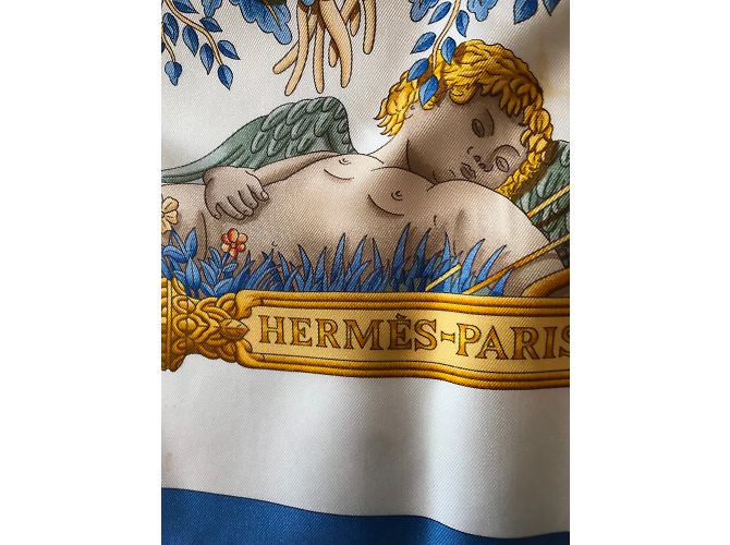 Hermès Le nove del mattino Bianco Blu D'oro - vista 6